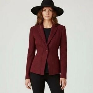 Misura by Joeffer Caoc Blazer Fitted Wool Blend‎ Career Jacket Red Size 2